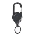 Détail de porte-clés rétractable tactique noir, enrouleur robuste avec mousqueton. - 125*40mm / Noir