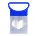 Stainless steel onion holder slicer kitchen vegetable chopping guide tool with blue handle - Blue