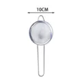 Stainless steel kitchen mesh strainer with long handle, 10cm diameter food filter. - Straight Stripe 10cm