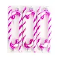Pink white plastic candy cane Christmas tree hanging ornaments holiday decorations set 6pcs - 6 Pieces Pack / Rose Red