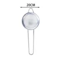 Stainless steel kitchen mesh strainer with 20cm diameter, long handle for oil and food filtering. - Straight Stripe 20cm