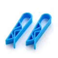 Blue plastic trash bag clips set, non-slip garbage bin rim holders for kitchen use. - 1 Pair