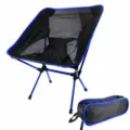 Portable outdoor folding beach chair, royal blue moon chair with lightweight aluminum frame for camping. - Dark Blue