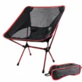 Portable outdoor folding camping beach moon chair with breathable mesh and aluminum frame - Red