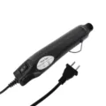 Close-up detail of the portable mini heat gun showing ergonomic black handle and power switch. - Black and Black