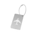 Étiquette de bagage en aluminium argenté avec design d'avion évidé et boucle en câble d'acier. - Argent Brossé