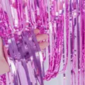 Glänzender rosa Folien Fransen Vorhang für Party Dekoration Geburtstag Hochzeit Hintergrund Deko Wand - Fuchsia