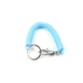 Porte-clés à ressort en spirale bleu pour clés et matériel de pêche, détail résistant. - Bleu clair