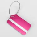 Aluminum metal luggage tag with steel wire loop, vibrant pink color, durable ID name holder. - Cut Corner Rose Red