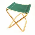 Portable outdoor aluminum alloy folding stool green camping fishing beach chair - Gold Green