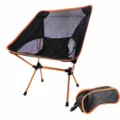 Portable folding camping chair in orange, lightweight moon chair with aluminum frame. - Passionate Orange