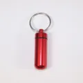 Contenant de capsule de boîte à pilules étanche en aluminium rouge avec porte-clés pour urgence. - N°1 (Diamètre Extérieur 14mm * Longueur 48mm) Fond Rond / Rouge