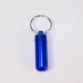 Petite boîte à pilules étanche en aluminium porte-clés capsule d'urgence bleue. - N°1 (Diamètre Extérieur 14mm * Longueur 48mm) Fond Rond / Bleu