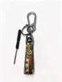 Chinese style zodiac car keychain with metal hook and printed leather strap accessory charm - Bright Future Style