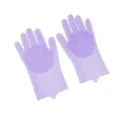 Gants de vaisselle en silicone cuisine nettoyage brosse magique paire vue détail - 130g (Emballage OPP) / Violet