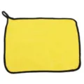 Yellow microfiber car wash towel with black edge and hanging loop for efficient vehicle cleaning. - 30*40cm