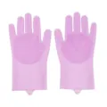 Gants de vaisselle en silicone rose avec picots de brosse pour un nettoyage cuisine efficace - 130g (Emballage OPP) / Rose