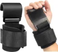 Gym lifting wrist hooks with neoprene support straps, black heavy-duty fitness gear. - Steel Plate Style / 2PCS / Black
