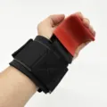 Fitness weightlifting wrist straps with red palm hooks for gym training and lifting. - Steel Plate Style / 2PCS / Red