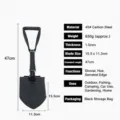 Pelle tactique pliante multifonctionnelle en acier au carbone pour le camping jardinage - 40-58cm / Moyen Épais Noir