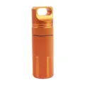 Orange aluminum waterproof capsule EDC survival container pill holder with keychain loop. - No.2 Orange