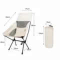 Chaise pliante de camping exterieure portable a haut dossier lune avec sac beige clair - Grand Dossier Haut Avec Filet / Blanc Cassé