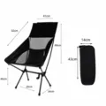 Black high-back portable folding camping moon chair with carry bag size chart image. - Large High Back With Mesh / Black
