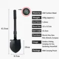 Compact folding tactical shovel with compass in black, multi-functional tool for outdoor camping. - 40-58cm / Small Compass Regular Black