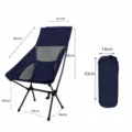 Outdoor folding high back camping chair portable moon chair with carry bag navy blue - Large High Back With Mesh / Navy Blue