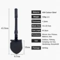 Portable folding military shovel tactical camping tool with carbon steel blade for outdoor survival. - 40-58cm / Small Regular Black