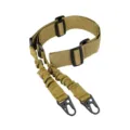 Khaki tactical rifle sling with bungee cord and quick detach metal hooks for outdoor. - Two Point Sling (TG034) / Khaki