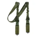 Tactical rifle sling adjustable bungee single point military outdoor combat gear accessory. - Buckle Dual Single Point Sling (TG038) / Army Green