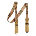 Outdoor tactical single point gun sling with camouflage webbing, durable buckles and hooks. - Buckle Dual Single Point Sling (TG038) / CP Camouflage