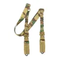 Outdoor tactical rifle sling with camouflage webbing, elastic section and quick release buckles. - Buckle Dual Single Point Sling (TG038) / Green CP 1