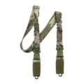 Outdoor tactical rifle sling with single point design and durable paracord braided construction. - Buckle Dual Single Point Sling (TG038) / Green CP 2