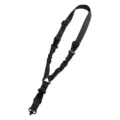 Black tactical rifle sling with durable nylon webbing, quick release buckles and metal hook variant. - QD Single Point Sling (TG040) / Black