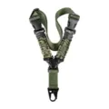 Tactical single-point gun sling, durable braided paracord and nylon webbing with buckles. - Paracord Vertical Single Point Sling (TG144) / Army Green Camo