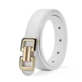 Elegante cinturón blanco para mujer con una hebilla geométrica de aleación dorada. - Blanco