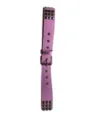 Pink punk leather belt with metal pyramid studs and eyelets for stylish jeans wear. - Pink Silver Studs