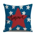 Independence Day pillow cover, blue with white and red stars and America text print for sofa decor. - 23YM8-3