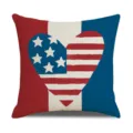 Independence Day cushion cover with patriotic star and heart print for sofa holiday decor. - 23YM8-1