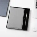 Set de regalo de cuaderno de cuero A5 gris y bolígrafo, detalle de papelería de oficina. - A5 / Gris