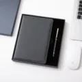 Set de regalo de cuaderno de cuero A5 y bolígrafo metálico en caja negra para oficina. - A5 / Negro