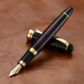 Stylo plume en métal avec grande plume bicolore et motif violet pour pratique écriture. - Plume EF - 0.38mm / Violet Feux d'Artifice