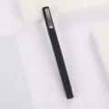 Black square plastic ballpoint pen with silver clip for office business promotional gifts. - All Black