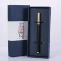 Metal signature pen gift set with wooden barrel and presentation box, ideal business gift. - Set 1