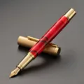 Stylo plume élégant en acrylique marbre rouge avec garniture dorée et fine plume pour cadeau d'affaires. - Rouge-Clip Doré