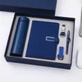 Set de regalo empresarial de lujo con termo inteligente, cuaderno, bolígrafo y llaveros azules. - Set de 5 piezas / Azul
