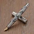 Vulpen met acryl marmeren houder zilveren grip en gouden punt voor zakelijke geschenken - Wit-Zilveren Clip