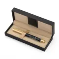 Zwarte en gouden vulpen met elegant marmerpatroon in een luxe geschenkdoos variant - PU Geschenkdoos Zwart-Gouden Clip